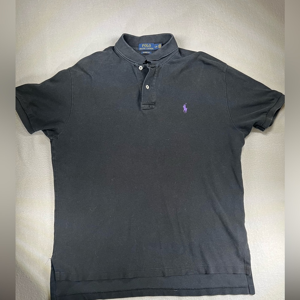 Ralph Lauren Black Polo Shirt with Purple Logo